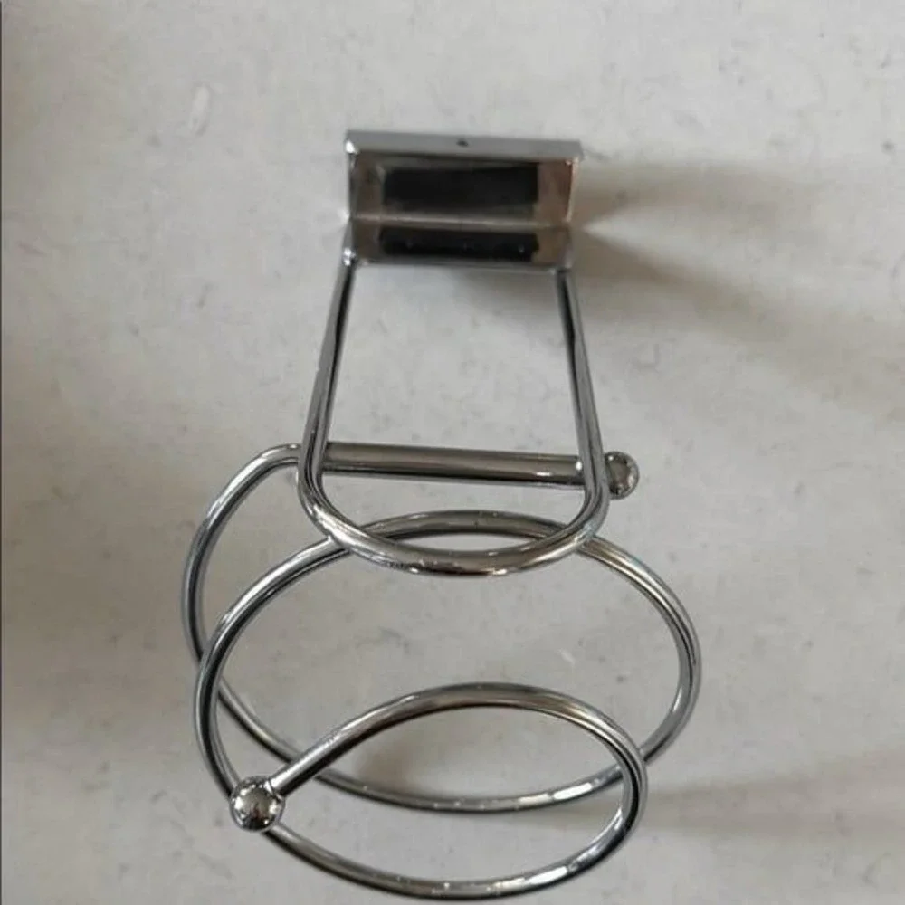 Silver Metal Wall-Mounted Hair Dryer Holder